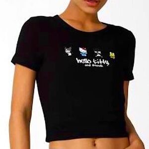 Black Hello Kitty Cropped Top